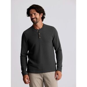 FREE FLY NWT Waffle Knit Long Sleeve Henley Pullover Size Large In Midnight